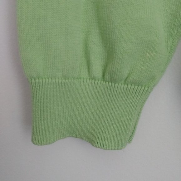 OXFORD Men's Knit Sweater Preppy Apple Green V Neck All Cotton Size XL Holiday - Picture 3 of 8